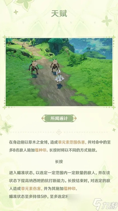 纳西妲天赋解析：解锁元素新境界，揭秘神秘力量潜能