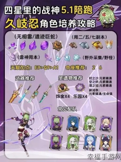 《原神》3.3深渊C位久崎忍攻略，打造强力主C新阵容