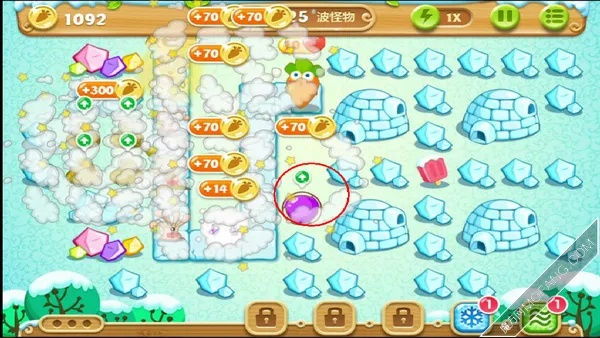 保卫萝卜2第23关三星零氪稳过，冰川双入口关卡破冰藏塔+控场全解析