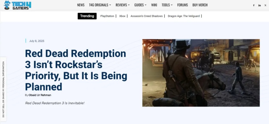 粉丝热议《荒野大镖客3》剧情：前传故事还是全新篇章？