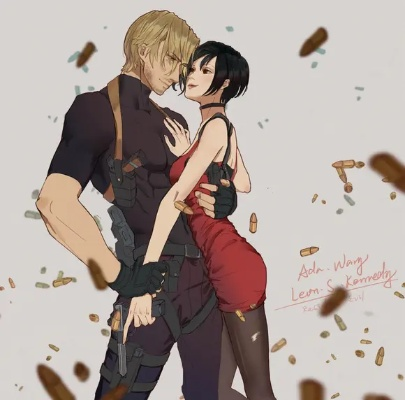 大神绘制《生化》艾达王和里昂热吻图 还有全家福